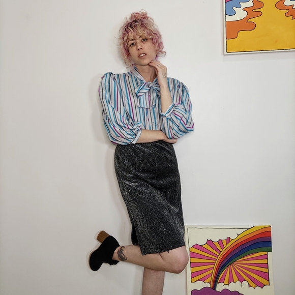 Vintage Black + Silver Sparkle Skirt - Picture 3 of 10